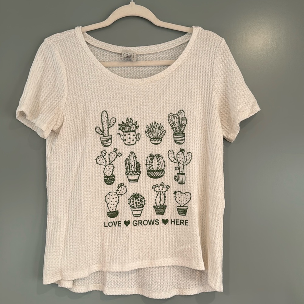 Paper Crane “Love Grows Here” Cactus Waffle Tee